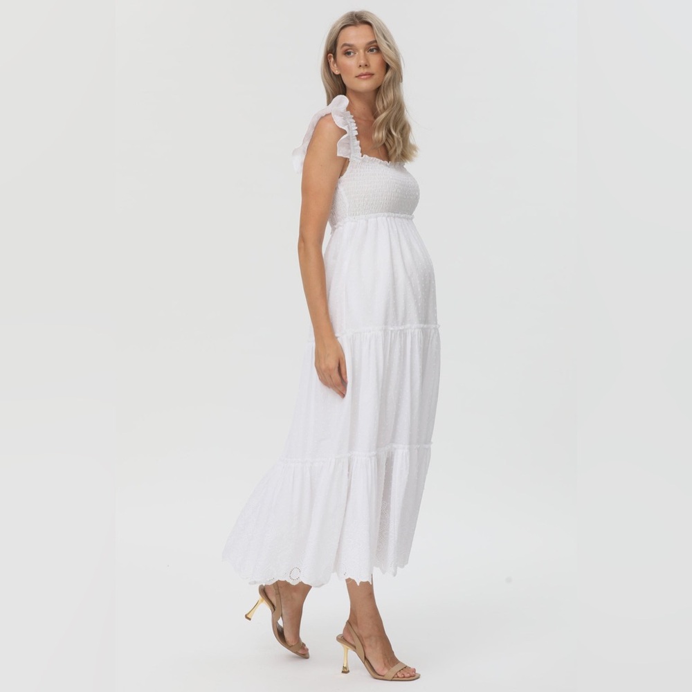 Pietro Brunelli Maternity CHLOÉ Long White Maternity Dress in Cotton Size L - Picture 13 of 14